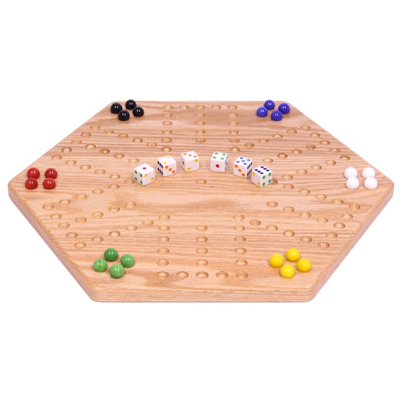 AmishToyBox.com Wooden Wahoo Marbles Game Board Set, Unpainted Holes, 16" Wide - Image 1